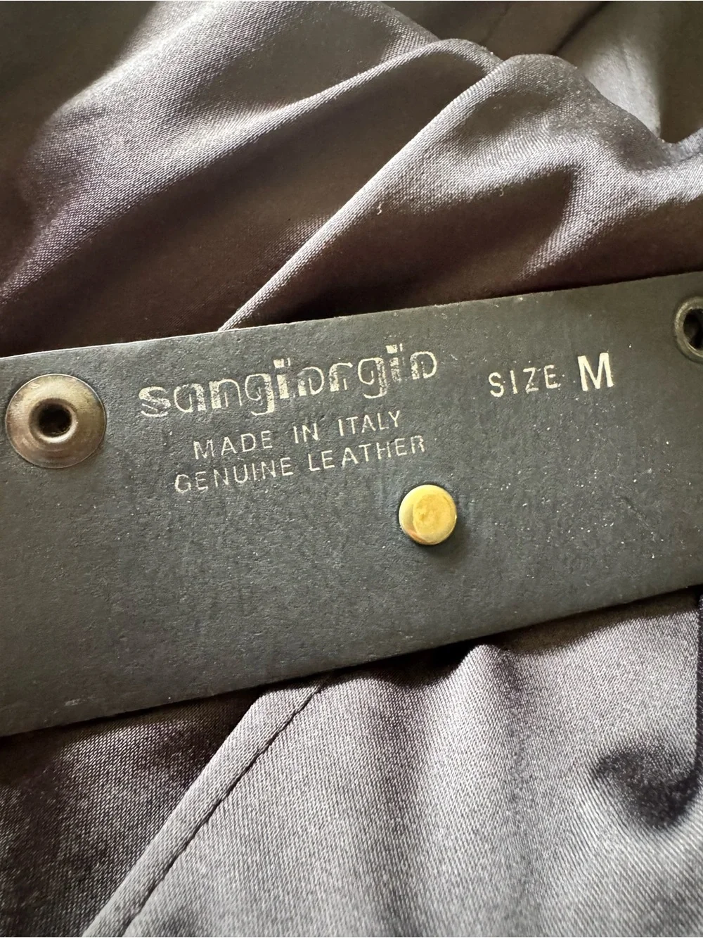 Sangiorgio Italian Black Leather Coin Studded Belt